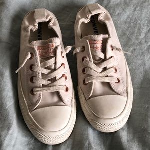 Converse cream and rose gold shoes
